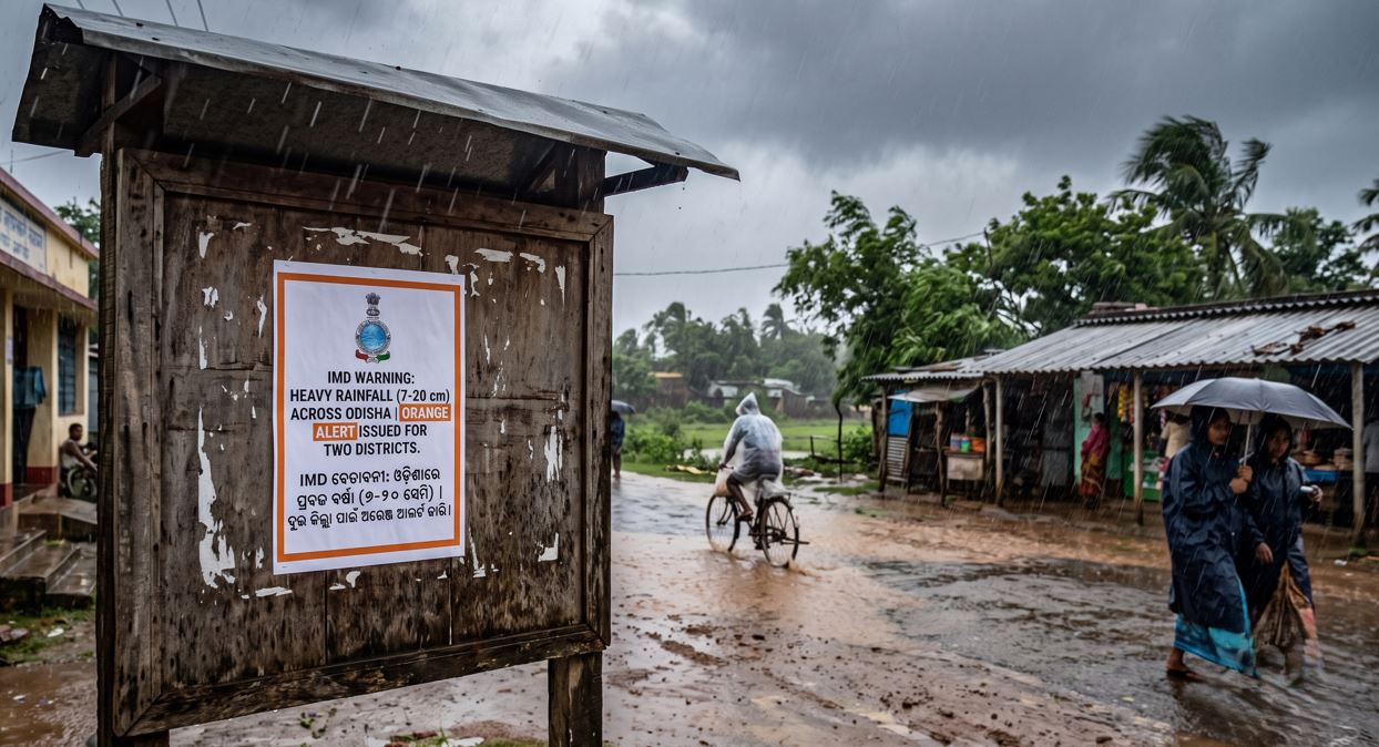 IMD Warns of Heavy Rain Across Odisha, Orange Alert Issued for Two Districts